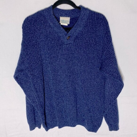 Vintage Northern Reflections Cottage Essentials Blue Ribbed Knit V Nk Sweater M - Picture 15 of 15